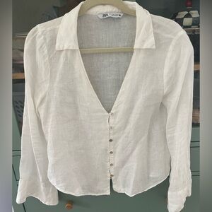 Zara Cream Button-Down Women's Shirt